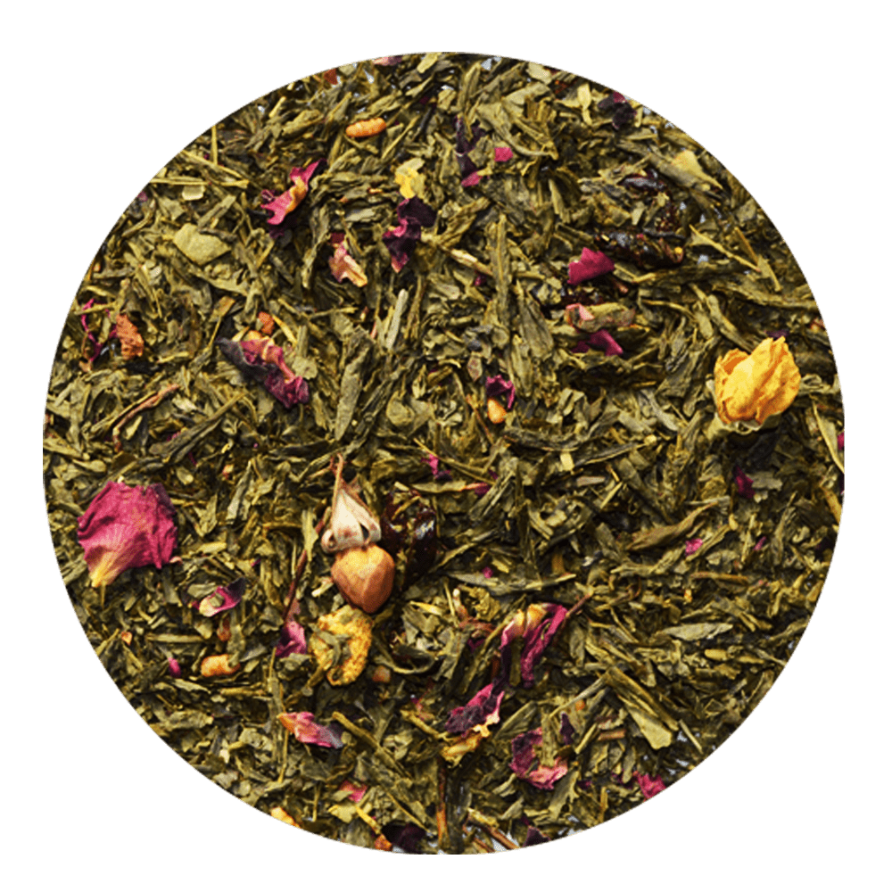 Grüntee-Mischung mit Drachenfrucht-Birne-Melone-Geschmack