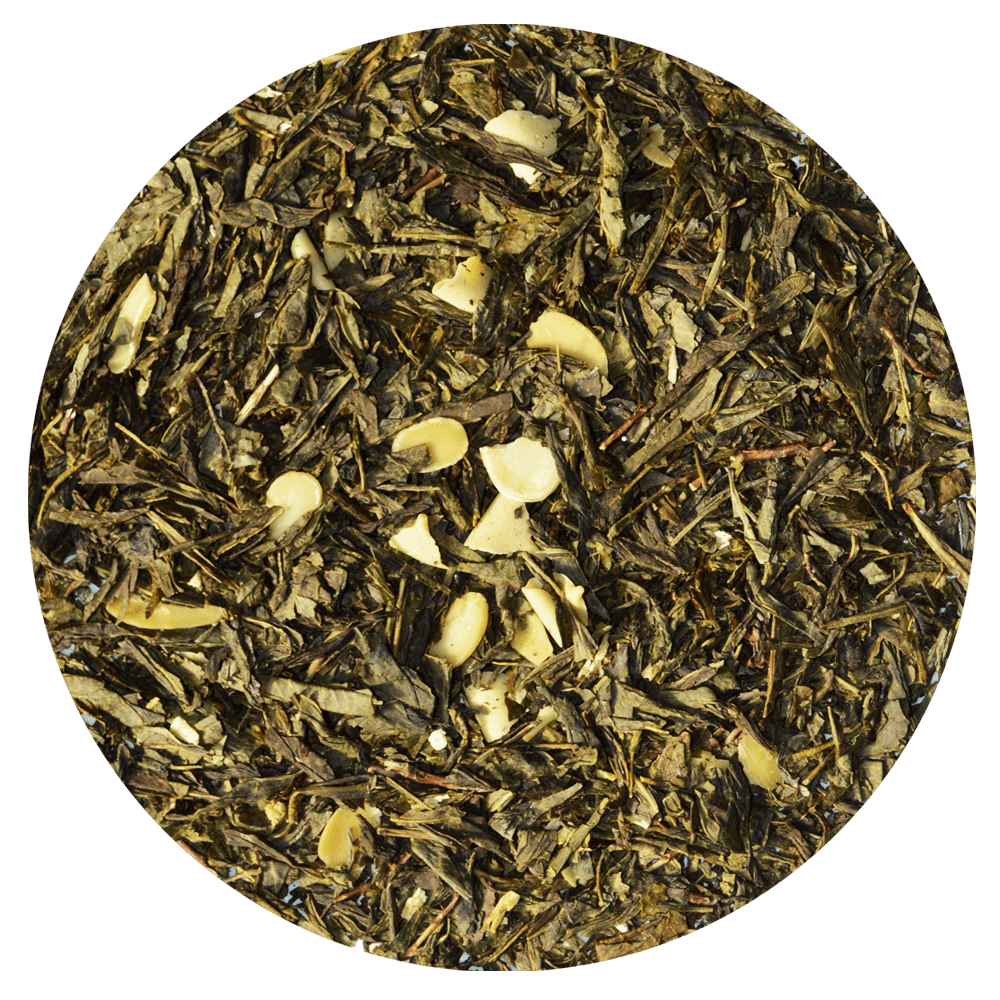 Ein süßer Klassiker! Sencha verfeinert mit Kokosraspeln und weißer Schokolade